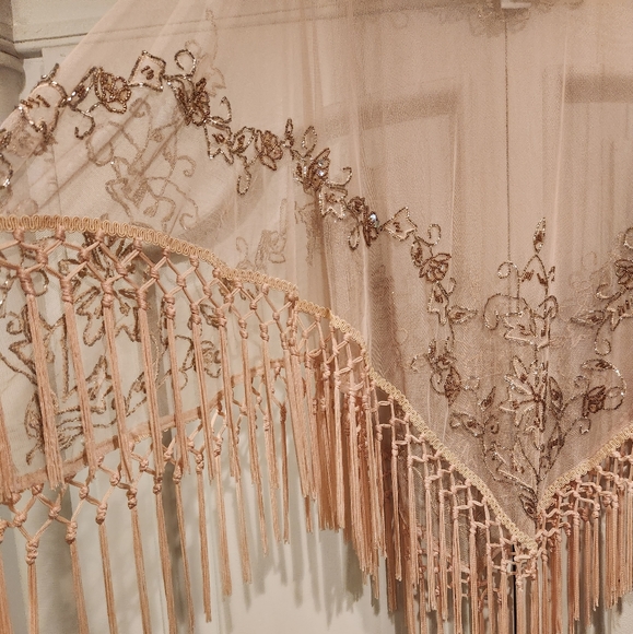 R&M RICHARDS BEAUTIFUL FRINGE HANDBEADED PONCHO Size 16 vintage brand new.rare. - Picture 5 of 15